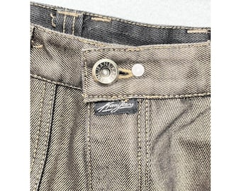 Vintage Y2K Karl Kani omkeerbare metallic gecoate jeans heren 34 x 34 hiphop