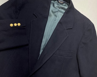 VTG 70's Pendleton Gold Button Blazer 100% Virgin Wool Coat Suit Jacket Navy 40