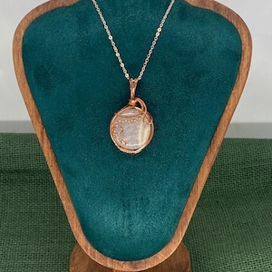Hand-made wire wrapped moonstone in copper