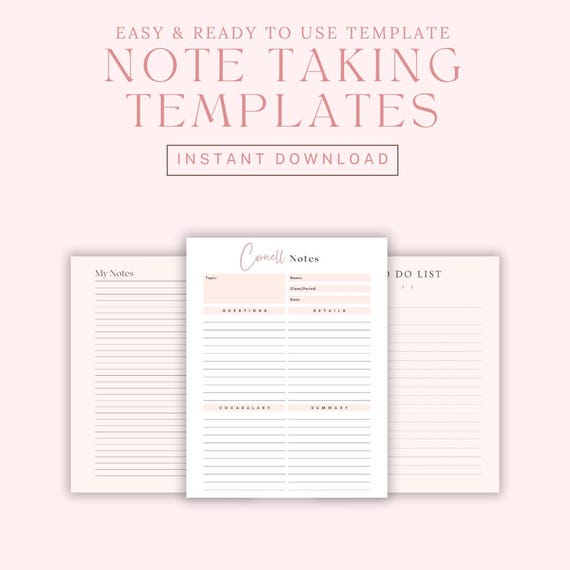 Minimalist Digital Note-Taking Template | Reusable GoodNotes & Notability PDF | Cornell Notes, Lined | Instant Download