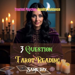 Tarotlezen met 3 vragen: hetzelfde uur Paranormaal inzicht Snel en nauwkeurig Intuïtief lezen Telepathische en astrologische antwoorden