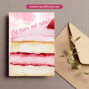 Grüße Karte - DIGITAL Download - Druckbare Karte - Lustige druckbare Karte - Instant Download Karte, lass sie Kuchen essen!