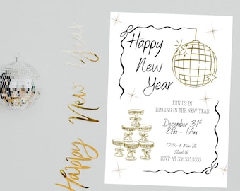 Modello di invito per la festa di Capodanno / Download immediato