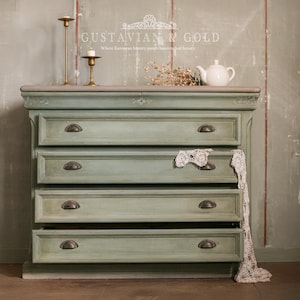 Reimagined Oak Chest of Drawers – French Country Style with Delicate Botanical Motifs – Ideal for Refined Bedrooms or Guest Rooms