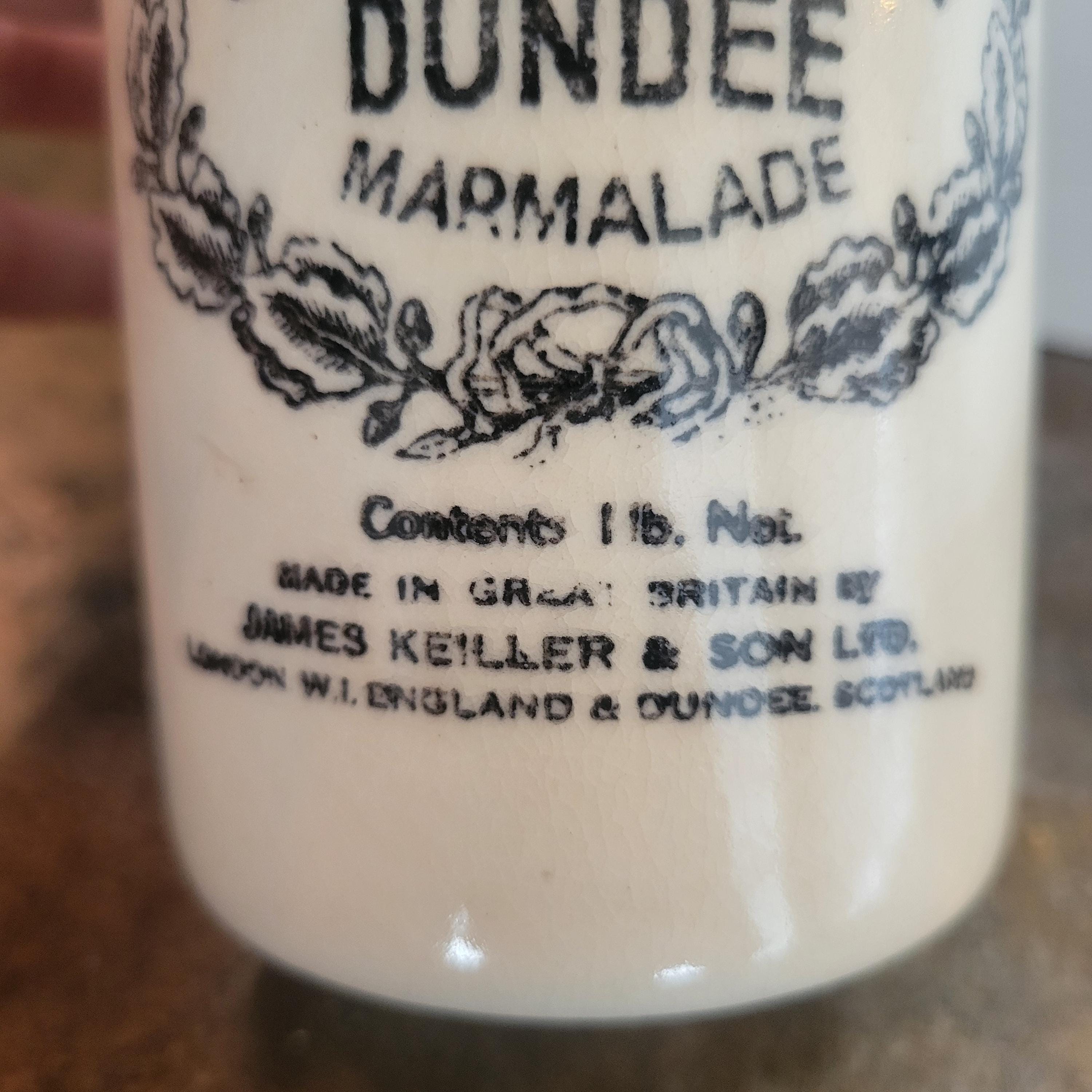 イギリス アンティーク DUNDEE MARMALADE Vintage English Made Stoneware Dundee Marmalade Jae. Rare Vintage
