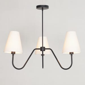 Brass Linear 3 Light Chandelier | Mid-Century Modern Island Light Fixture