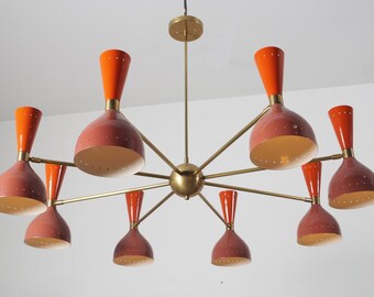 ミッドセンチュリー 10灯 真鍮シャンデリア スティルノボスタイル