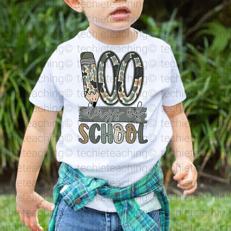 100 Days of School Camo PNG, Camo Kids Shirt Design, Funny Boys 100th ...