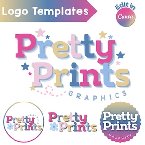Pastel Logo Design Templates: Candy Brand Kit, Customizable Canva Logos (Instant Download)