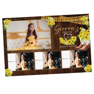 Teal Rose Quinceañera Photo Booth frame for a Special Country Birthday | 1x3 Postcard | PNG | LHC04J