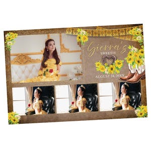 Teal Rose Quinceañera Photo Booth frame for a Special Country Birthday | 1x3 Postcard | PNG | LHC04K