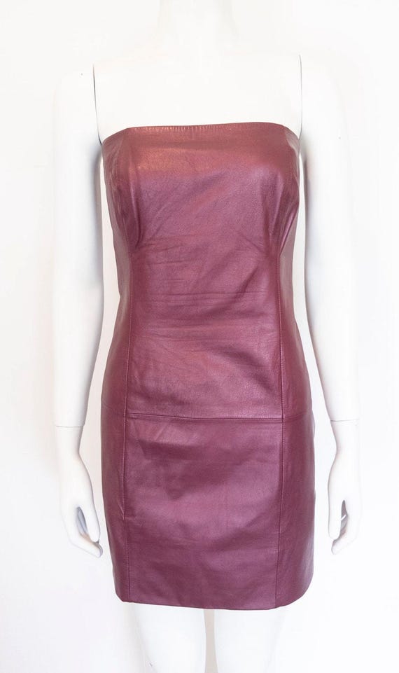 berry leather dress NWT $229 NEWPORT NEWS BERRY FULLY LINED ALL LEATHER DRESS- SLEEVELESS SIZE 10