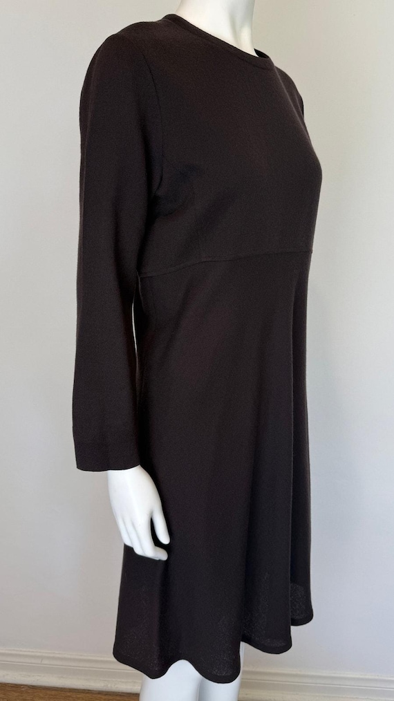 1990s Calvin Klein Brown Sheer Wool Long Sleeve Shift Dress - Etsy 1990s Calvin Klein Brown Sheer Wool Long Sleeve Shift Dress - Etsy