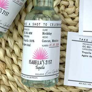 Mini Tequila Bottle Label, 21st Birthday Favors, Birthday Tequila Sticker, Custom Casamigos Label for Birthday, Bachelorette Party Favors