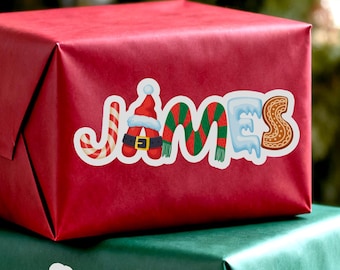 Personalized Christmas Present Labels/Christmas Name Labels for Holiday Gifts/Custom Gift Stickers for Christmas Presents/Christmas Gift Tag