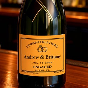 Custom Engagement Prosecco Label, Custom Engagement Gift, Personalized Celebration Favors and Gifts, Wedding Gift, You&#39;re Engaged Label