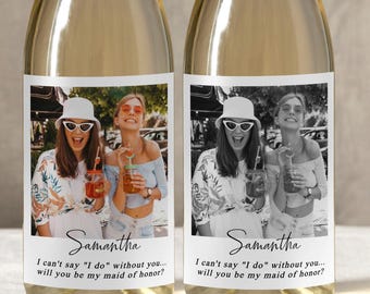 Benutzerdefinierte Foto Brautjungfer Trauzeugin Vorschlag Wein Etikett, lustige Brautjungfer Geschenk, Willst du meine Brautjungfer sein, Brautjungfer Vorschlag Geschenkbox