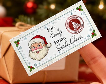 Weihnachtsgeschenkaufkleber, von Weihnachtsmann-Aufklebern, Feiertagsgeschenkaufklebern für Weihnachtsnamen-Geschenke, Kinderweihnachtsaufkleber, Weihnachtsmann-Namensschilder