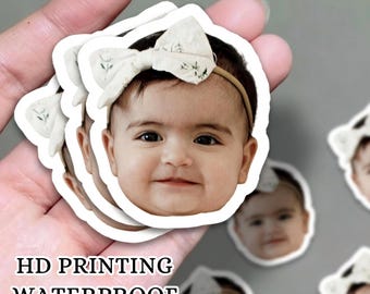 Custom Baby Photo Stickers/Waterproof Vinyl Party Decorations/Birthday Favor Stickers/Die Cut Stickers