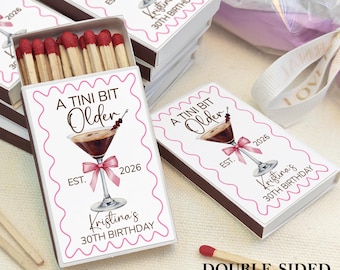 Custom Matchboxes for Birthday Party/A Tini Bit Older Martini Matchboxes/Milestone Birthday Celebration