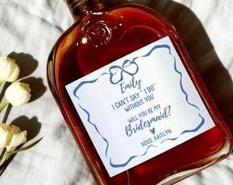 Benutzerdefinierte lustige Brautjungfer Vorschlag Wein Etikett / Brautjungfer Geschenk / Brautparty Fragen Geschenk und Dekor / Brautjungfer Geschenkbox / Willst du meine Brautjungfer sein