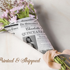 Quinceañera Save the Date Printed Newspaper/Milestone Birthday Announcement/Birthday Newspaper for Photography/Sweet 15 Announcement