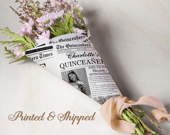 Quinceañera Save the Date Printed Newspaper/Milestone Birthday Announcement/Birthday Newspaper for Photography/Sweet 15 Announcement