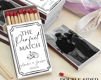 Bulk Wedding Favors, The Perfect Match Wedding Matchbox, Custom Double-Sided Wedding Matches, Bridal Shower & Engagement Party Favors