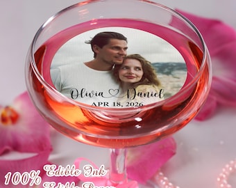 Custom Photo Drink Topper/Edible Photo Cocktail Decor/Perfect for Wedding Beverage Accent/Wedding Party Gift Decor/Custom Cocktail Garnishes