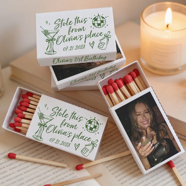 Stole This From Martini Birthday Matchboxes, Personalized Party Favor for Wedding, Birthday, Housewarming, Apartment Use, Bar Decor