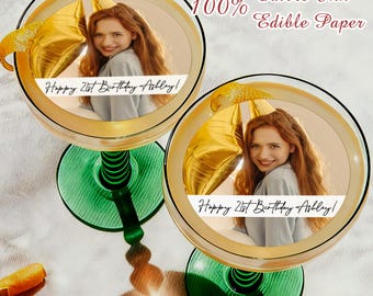 Personalized Edible Image Drink Toppers/Custom Birthday Party Cocktail Decor/Ideal for Birthday Celebration Drink Accents/Funny 21st Decor