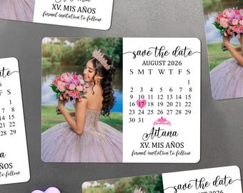 Save the Date Magnet Quinceanera, Quinceanera Invitation, Sweet 16 Save the Date Photo Favor, Mis Quince Anos, Birthday Quinceanera Favors