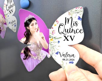 Personalized Quinceañera Photo Magnets, Custom Sweet 16 Party Treats, Birthday Party Favors, Save the Date Quinceañera Party Favors