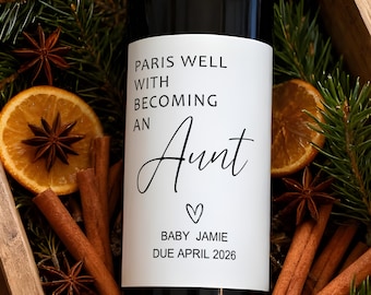 Etiqueta personalizada para anunciar el nacimiento del bebé / Regalo personalizado para los abuelos para revelar la noticia / Etiqueta de vino para anunciar el embarazo / Regalo personalizado para baby shower