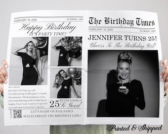 Geburtstagsparty-Einladung Zeitung/Große Geburtstagszeitung/Geburtstagsprogramm/Geburtstagszeitung für Fotografie/Alles Gute zum Geburtstagmitteilung