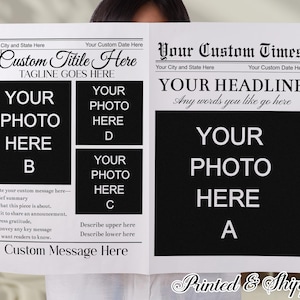 CUSTOM Large Newspaper/Printed & Shipped Newspaper/Invitations Newspaper Birthday/New Business Newspaper/Baby Announcement Large Newspaper