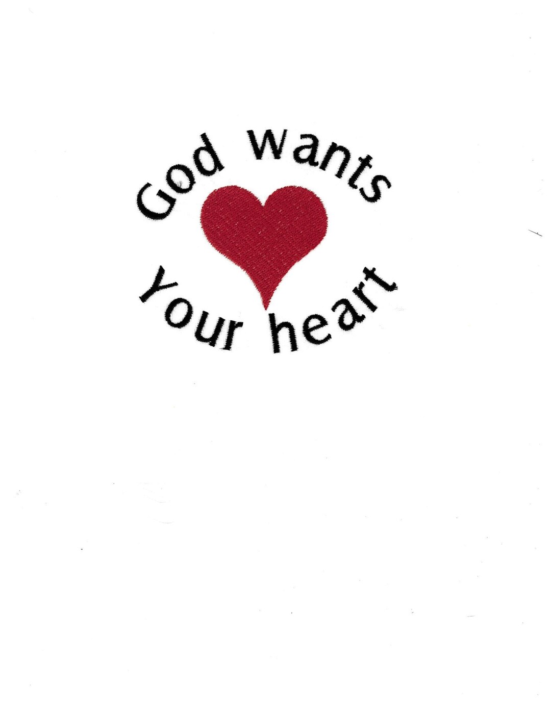 Christian Embroidery Pattern God Wants Your Heart, Faithbased Design
