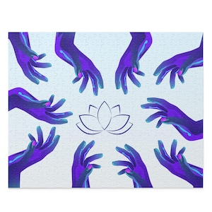 Reach: Lotus Hands Puzzle - 120, 252, 500-Piece, Meditation Decor, Mindfulness Gift of Art, Yoga Lover, Relaxation Fun, Inspirational Jigsaw