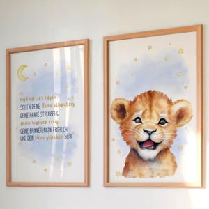 Kinderzimmerposter Set Löwe Mond Sterne positive Affirmation Wandbild Deko Inspo Geschenk Geburt Taufe Babyparty A3 A4 Kindergarten Schule