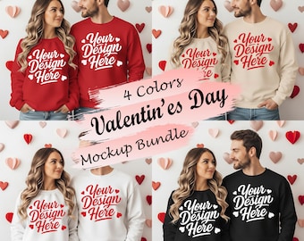 Gildan 18000 Mockups | Valentine’s Day Sweatshirt Mockup Bundle | Couple Crewneck | POD Bundle | Digital Download