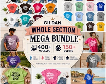 MEGA Gildan Mockup Bundle | 400+ Gildan T-Shirt Mockups | 150+ Shirt Colors | Complete POD Seller Starter Kit | Digital Download