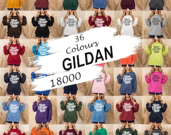 Gildan 18000 Sweatshirt Mockup Bundle | 36 Colors (Digital Download)