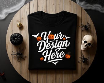 Bella Canvas 3001 Black Halloween T-Shirt Mockup (Digital Download)