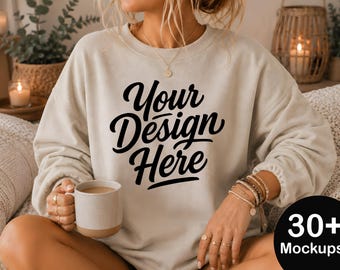 Gildan 18000 Sweatshirt Mockup Bundle, 31 Colors, Female Model Crewneck Mockups, POD Apparel Mockup, Digital Download