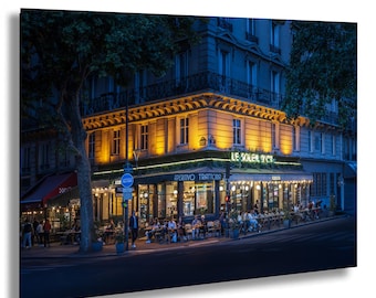Paris Trattoria at Night Print: French Cafe Golden Light Photography