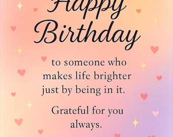 Tarjeta de cumpleaños emotiva para alegrar vidas (5 x 7 pulgadas) Versión 2