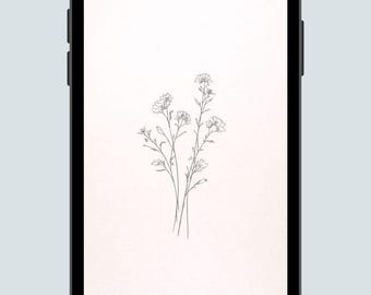 Fondo de pantalla minimalista botánico para teléfono / Paquete de ilustraciones de naturaleza (descarga digital)