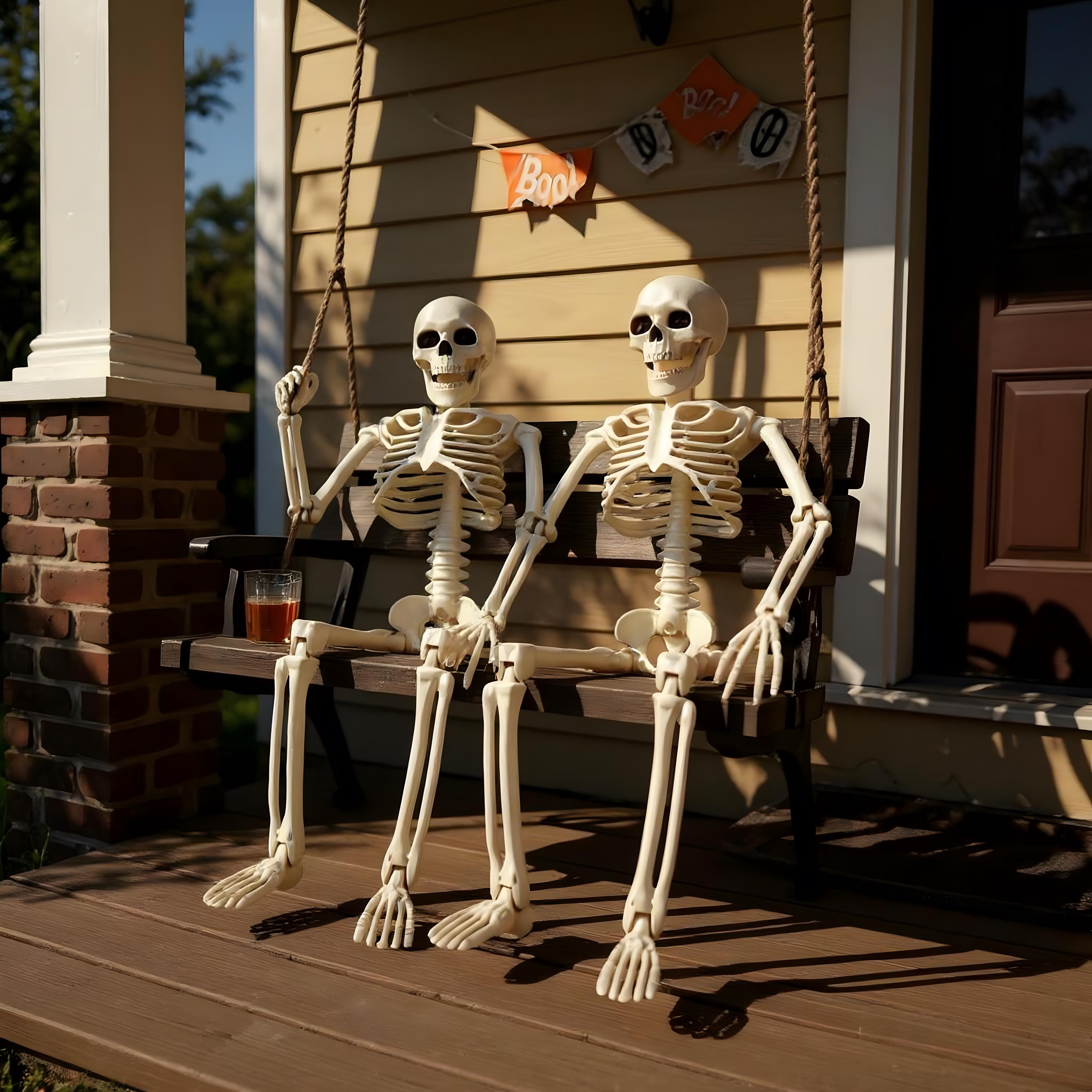 91,4 Cm Halloween-Skelett Mit Beweglichen Gelenken – Hängedekoration Für Garten, Terrasse & Party, Kunststoff