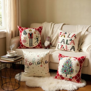 Christmas Throw Pillow Covers: Nutcracker, Tree, Holiday Decor