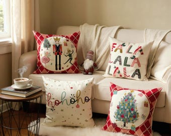 Christmas Throw Pillow Covers: Nutcracker, Tree, Holiday Decor